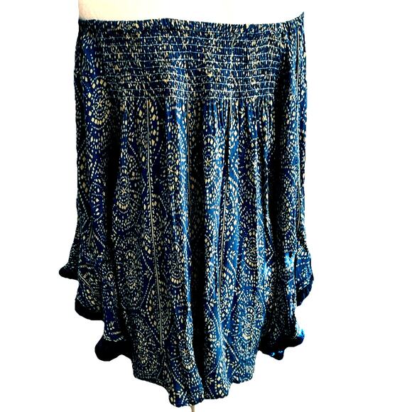 Boho smocked tunic fairycore cottage coquette Fringe Festival blue flowy gypsy L - Picture 3 of 10